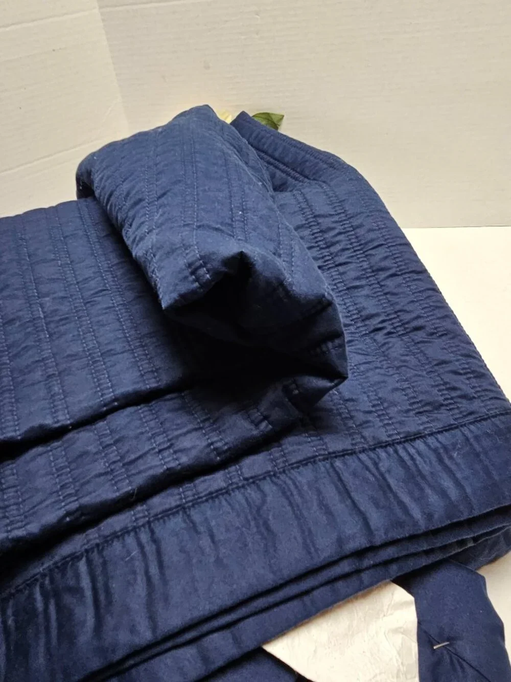 Ralph Lauren Home Dark Navy Blue Quilted Greenwich Quilt Coverlet + 2 Euro Shams